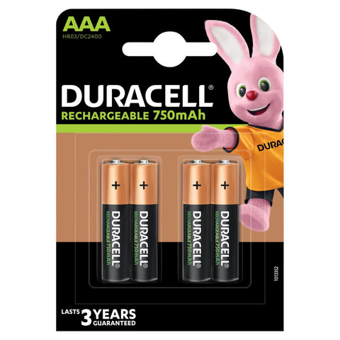 Duracell AAA NiMH Rechargeable Battery 750 mAh (4 pcs)