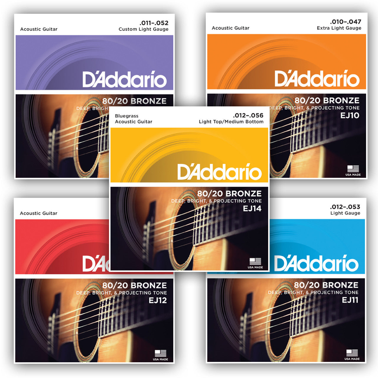 D'addario 80/20 Bronze Acoustic Guitar Strings (3 Pack)