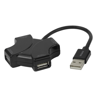 DELTACO USB-A Hub 480 Mbit/s
