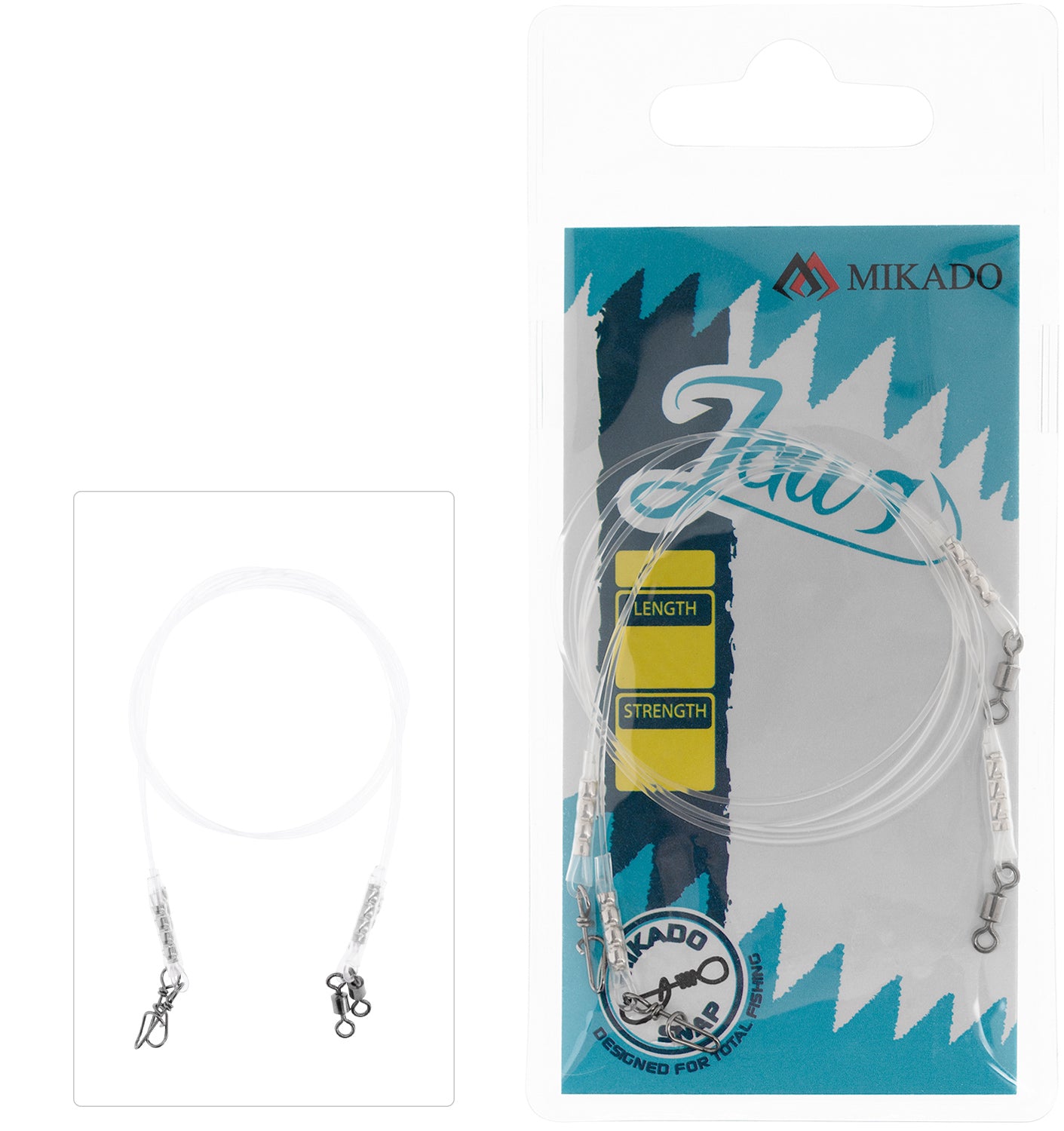 Mikado Jaws Fluorocarbon Leaders with Mikado Snap - 35cm/45cm (8kg, 15kg & 23kg)