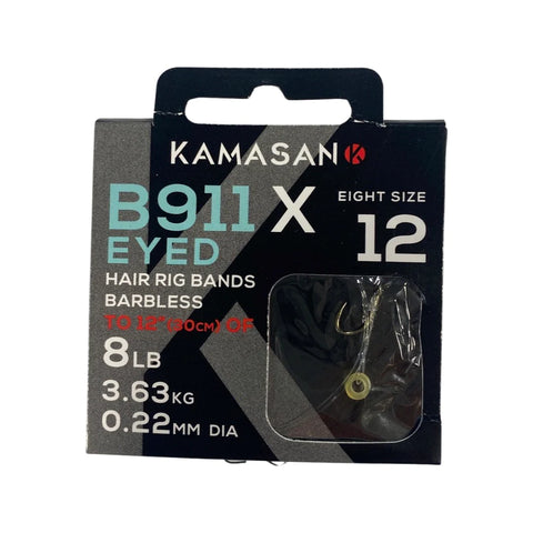 Kamasan B911 X Eyed Hair Rig Bands Barbless Hooks
