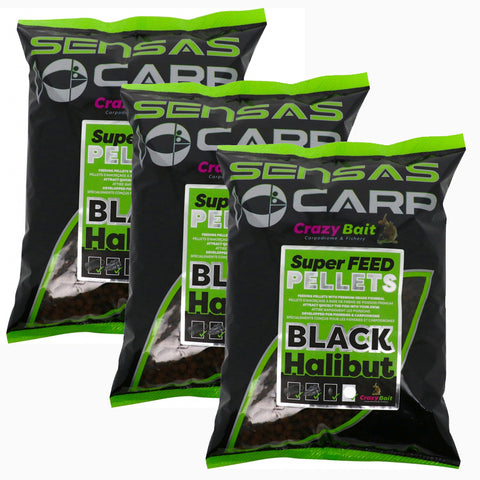 Sensas Carp Super Feed Pellets - Black Halibut (700g)