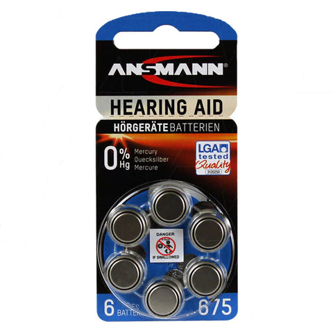 Ansmann A675 Size Hearing Aid Battery