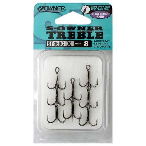 Owner ST-36BC Black Chrome Treble Hooks