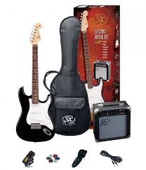 SX SE1 Strat Style Electric Guitar Pack - Black