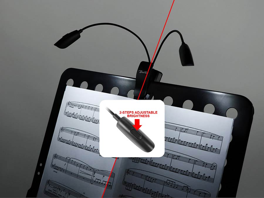 Boston music stand light fixture with 2x 2 LEDs