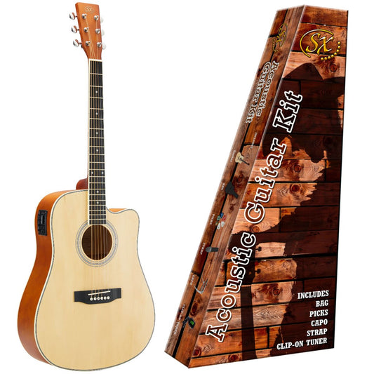 SX Acoustic Guitar Kit - Natural (SD104CEK)