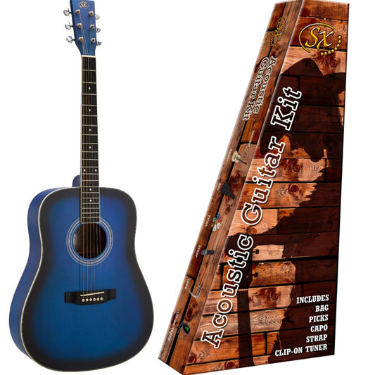 SX 3/4 Size Acoustic Guitar Kit w/ Bag & Accessories - Blueburst (SD103K-BUS)