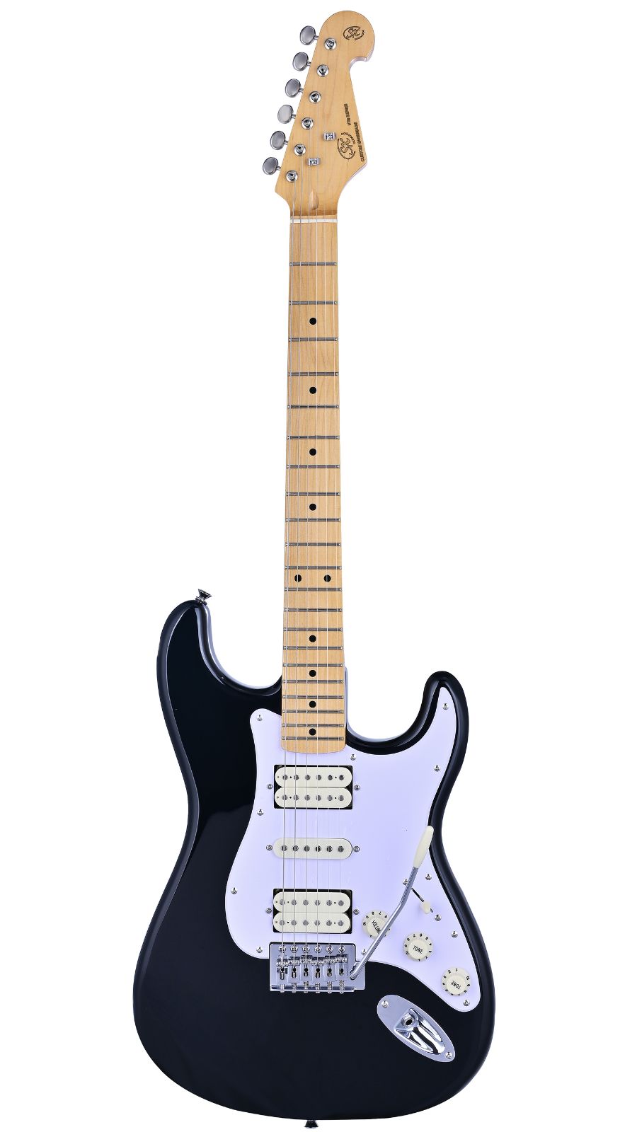 SX SST57-HSH Vintage Style Electric Guitar. 2 Humbucker, 1 Single Coil & Gigbag - Black