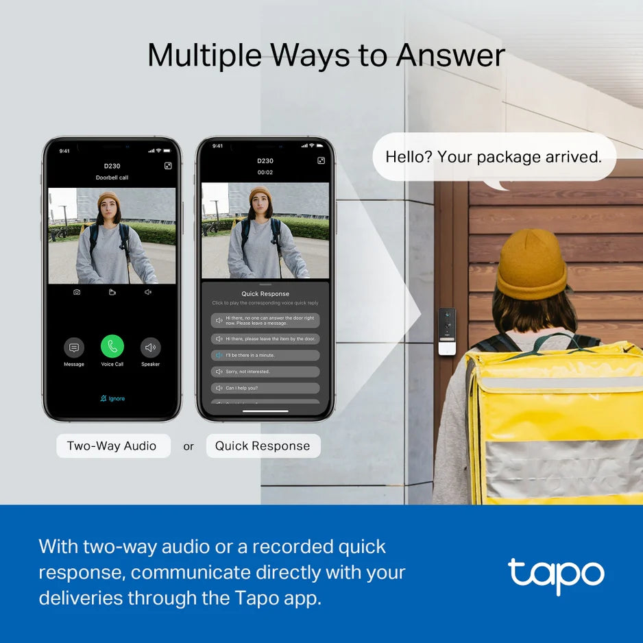 tp-link Tapo Smart Wireless Video Doorbell Kit inc Hub - TAPOD230S1