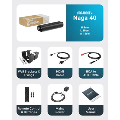 Majority Naga 40 2.1 Bluetooth Soundbar 80W