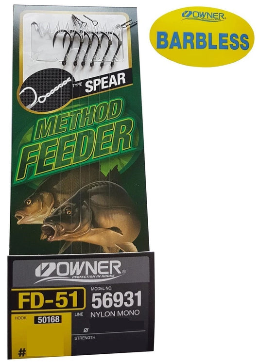 Owner Method Feeder Spear Barbless Hook