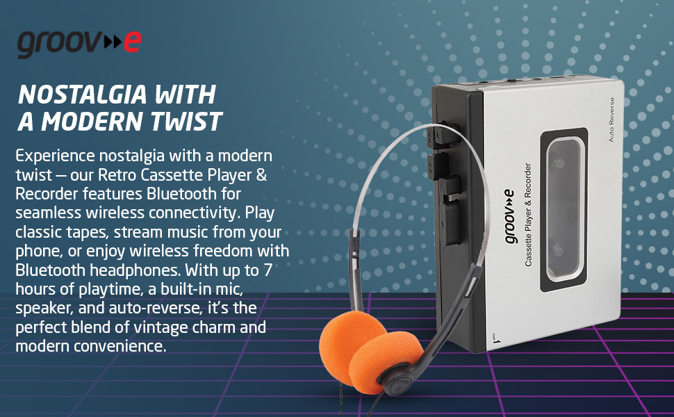 Groove Retro Personal Cassette Player & Recorder w/BT