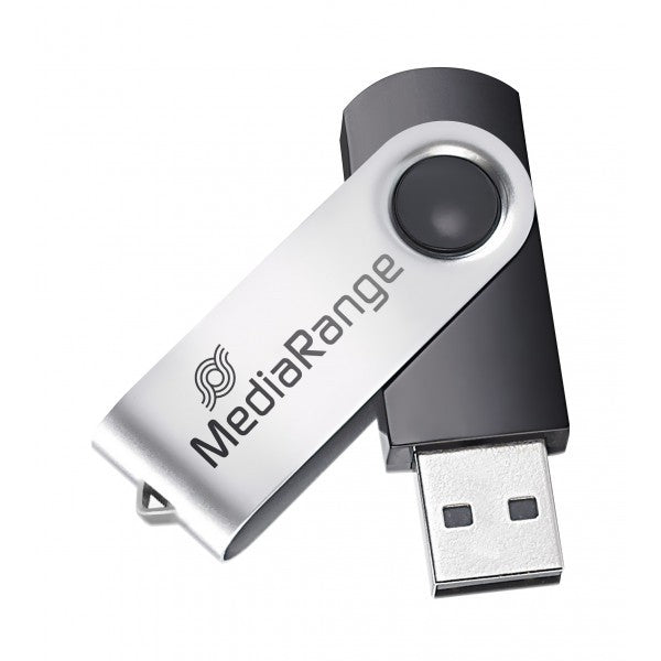 MediaRange USB 3.2 Gen 1 Type-C® Flash Memory Drive, Swivel Housing, Black/Silver