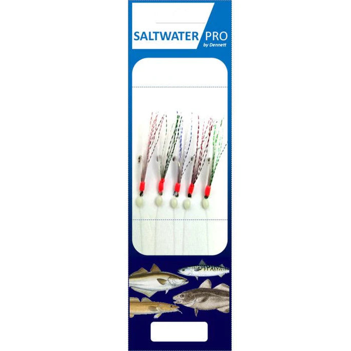 Dennett Saltwater Pro 5 Hook Sparkle Multi Coloured Rig - #2 Hook