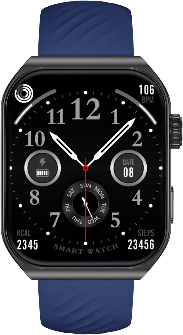 Trevi T-FIT 400C Smartwatch with Bluetooth Call Function, Curved AMOLED Display 1.96 Inches Always On, Wellness and Physical Activity Control, Social Media Notifications, IP68 Water Resistant, Blue