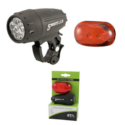 BTA Apollo/Globe Front And Rear Bicycle Light Kit, White/Red