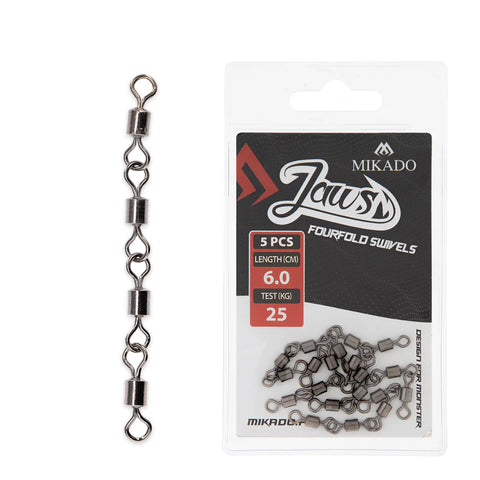 Mikado Jaws FiveFold Swivels - 5 connected swivels (25kg)