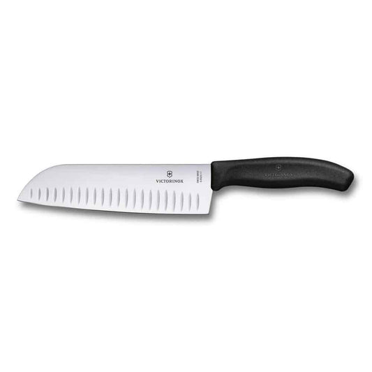 Victorinox Swiss Classic Santoku 17cm Knife - Black (Fluted)