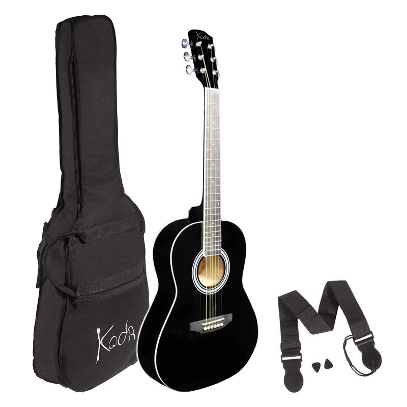 Koda 3/4 Acoustic Guitar, Steel Strings, Spruce Top, Baswood B&S, 5mm Gig Bag, Strap & Picks