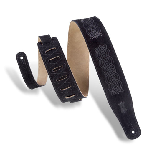 Levy's MS26CK-BLK Texture Series Celtic Knot Emboss Leather Guitar Straps