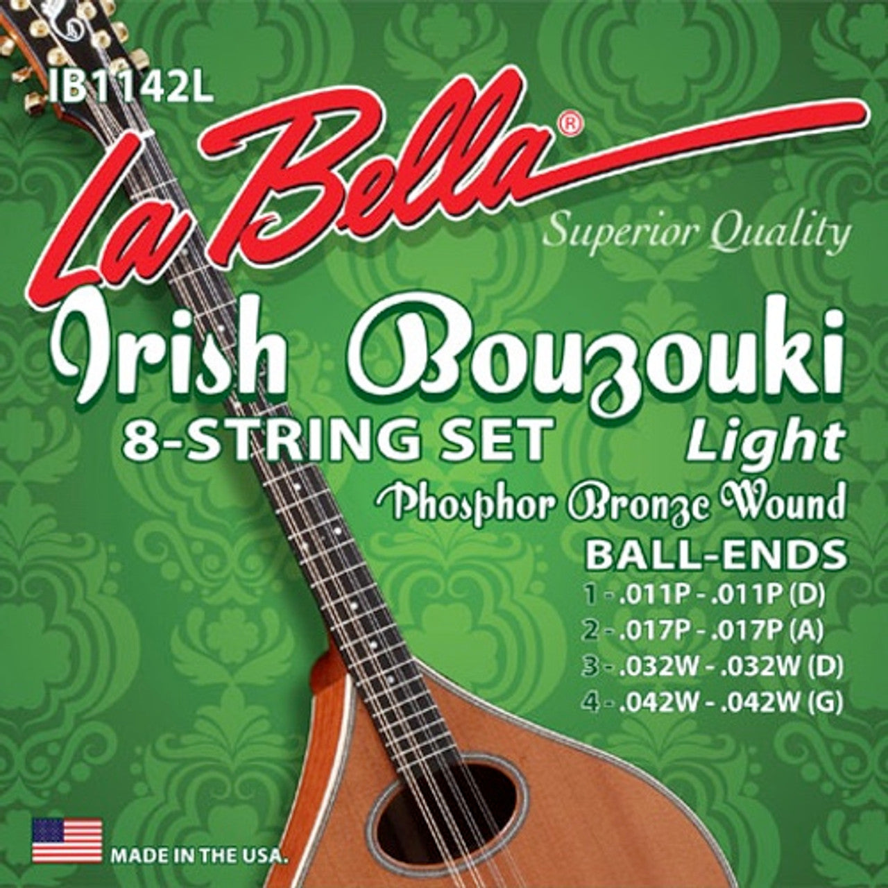 La Bella Bouzouki Strings, Phosphor Bronze Wound, Ball End (Light)