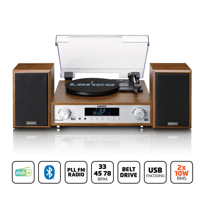 Lenco MC-160WD Stereo Turntable, DAB+/FM Radio & Bluetooth
