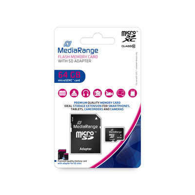 MediaRange microSDXC™ memory card, UHS-1 | Class 10, with SD adapter