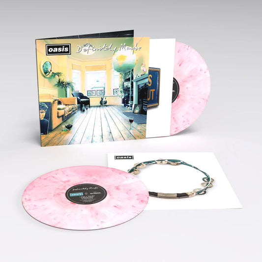 Oasis - Definitely Maybe (Limited 30th Anniversary Pink & White Marble Edition) -  Colour Vinyl]