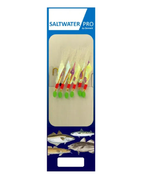Dennett Saltwater Pro 6 Hook Flashaboo Feather Rig