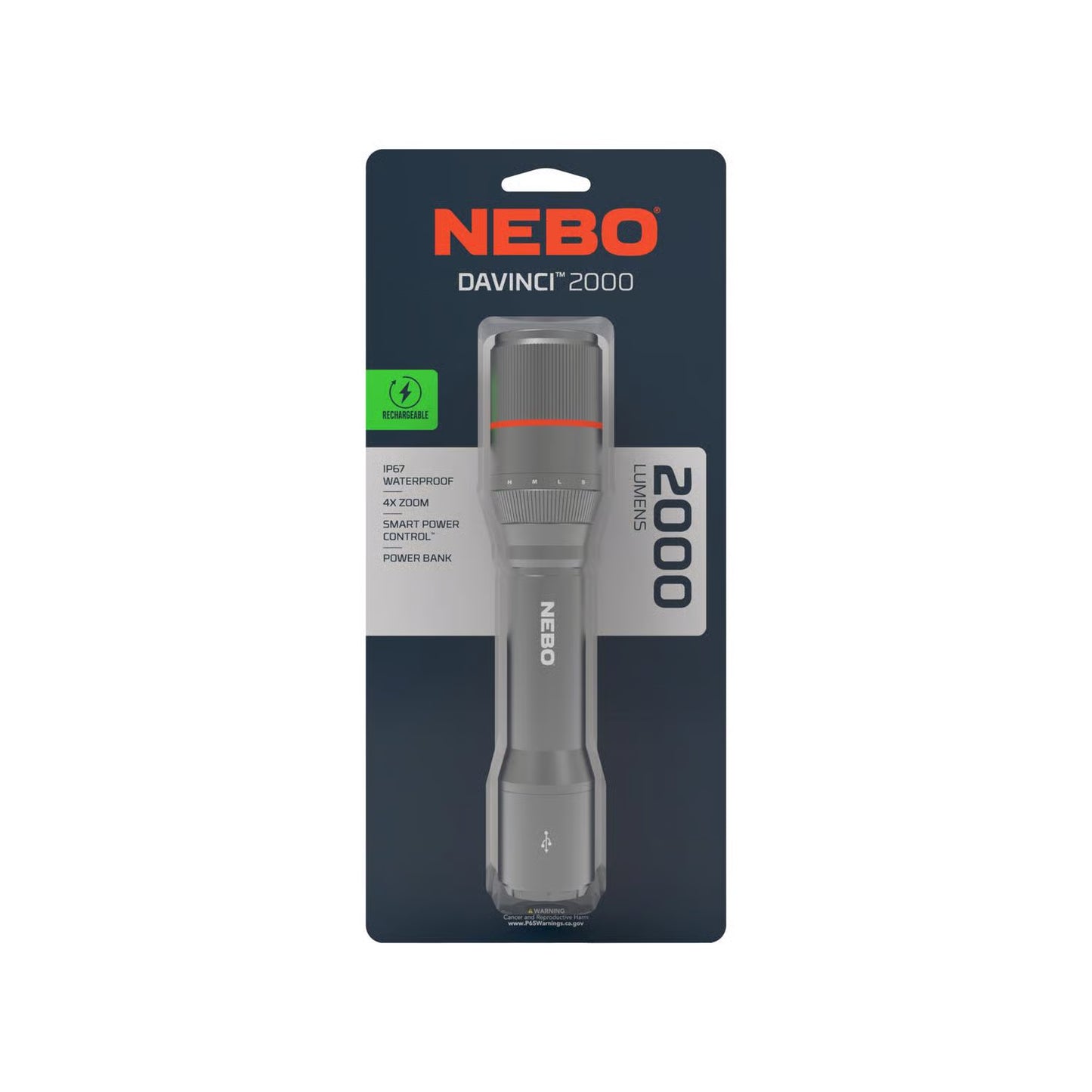 NEBO Davinci™ 2000 Lumen Rechargeable Handheld Torch