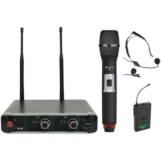 CHORD SU20-C Compact Dual UHF Microphone Set Combo Set (863.42MHz Red & 864.3MHz Green)