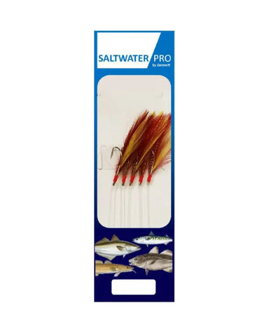 Dennett Saltwater Pro 5 Hook Red/Yellow Feathers Rigs
