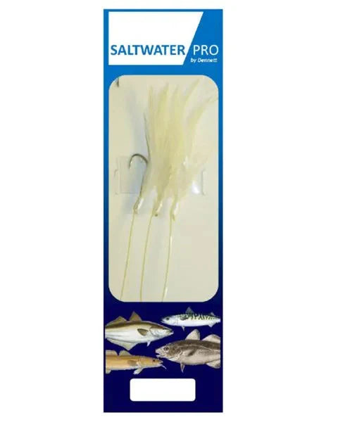 Dennett Saltwater Pro 3 Hook White Mackeral Feather Rig