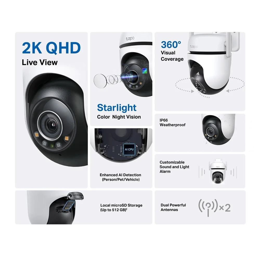 TP Link Tapo Outdoor Pan/Tilt Security WiFi Camera C520WS V2