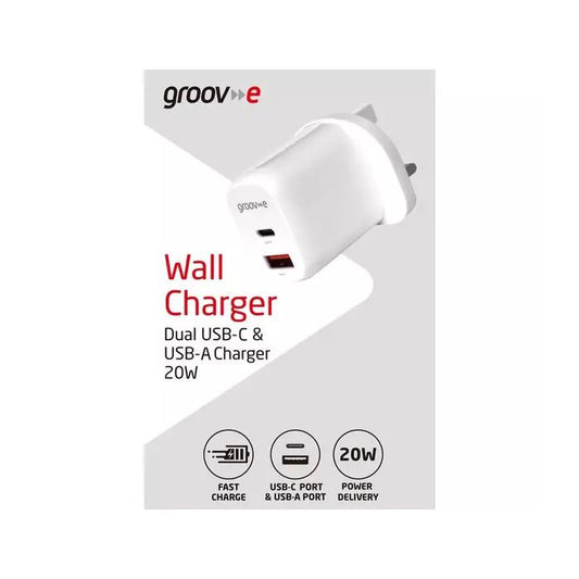 Groove USB-C & USB-A Mains Charger Plug 20W