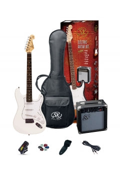 SX SE1 Strat Style Electric Guitar Pack - White