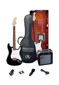 SX SE1 Strat Style 3/4 Size Electric Guitar Pack - Black