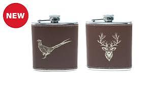 Bisley Brown Leather Stainless Steel Hip Flask 6oz