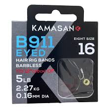 Kamasan B911 Eyed Hair Rig Bands Barbless Hooks