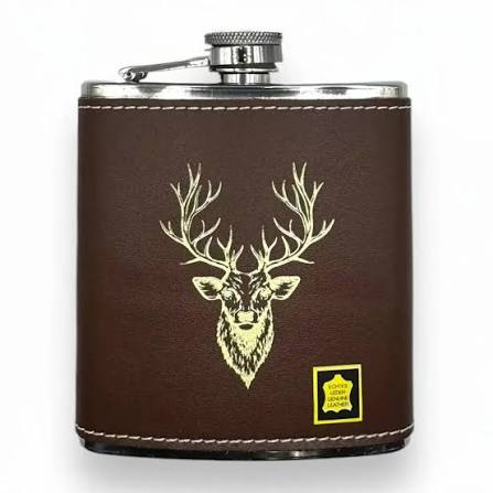 Bisley Brown Leather Stainless Steel Hip Flask 6oz