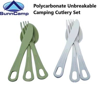 SunnCamp Cutlery Set (Knife, Fork & Spoon Set) - Green