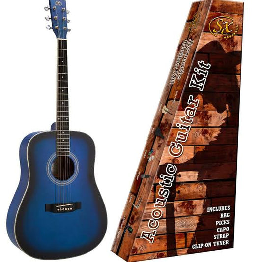 SX Acoustic Dreadnought Guitar Kit - Redburst (SD104BUS)