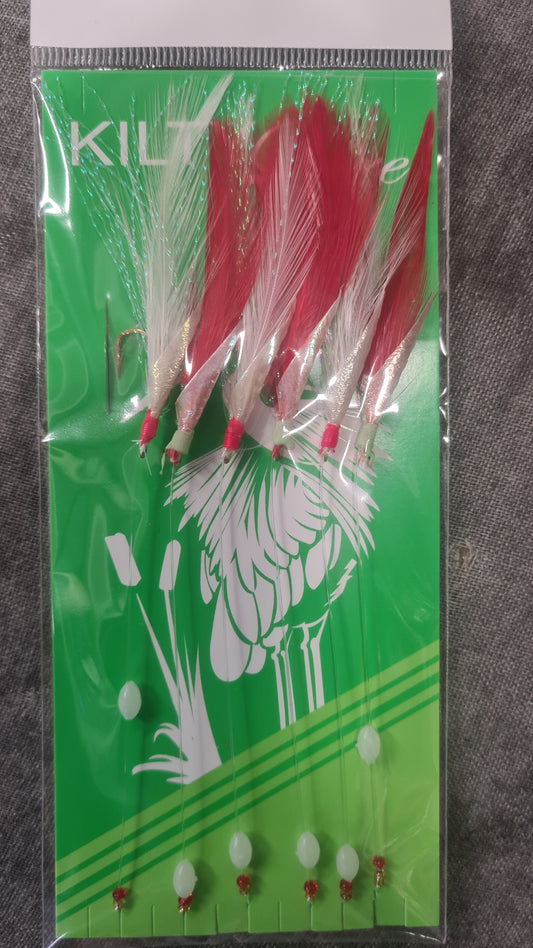 Kilty Sabiki P/N Red & White, Gold Hooks Sz.4