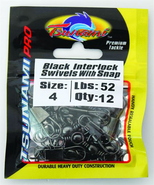 Jarvis Walker Tsunami Black Interlock Snap Swivels