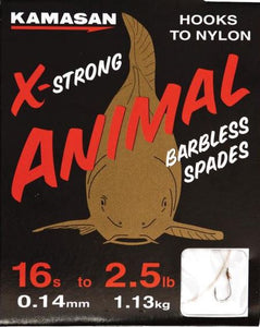 Kamasan Animal Barbless Spade Hooks to Nylon
