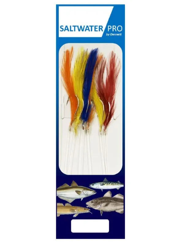 Dennett Saltwater Pro 6 Hook Coloured Feather Rigs