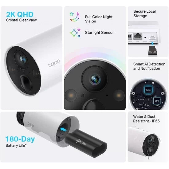 TP:Link Tapo Smart Wire-Free Security Camera System, 2-Camera System - Tapo C420S2
