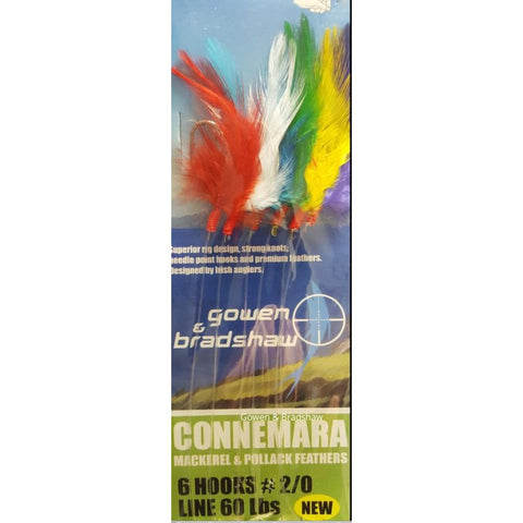 Gowen & Bradshaw Connemara 6 hook Coloured Mackerel and Pollack Feathers