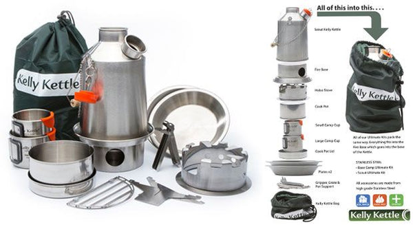 Kelly Kettle Ultimate Stainless Steel Large Base Camp Kit